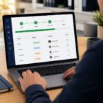 Business process automation software dashboard showing workflow approval stages for UK businesses