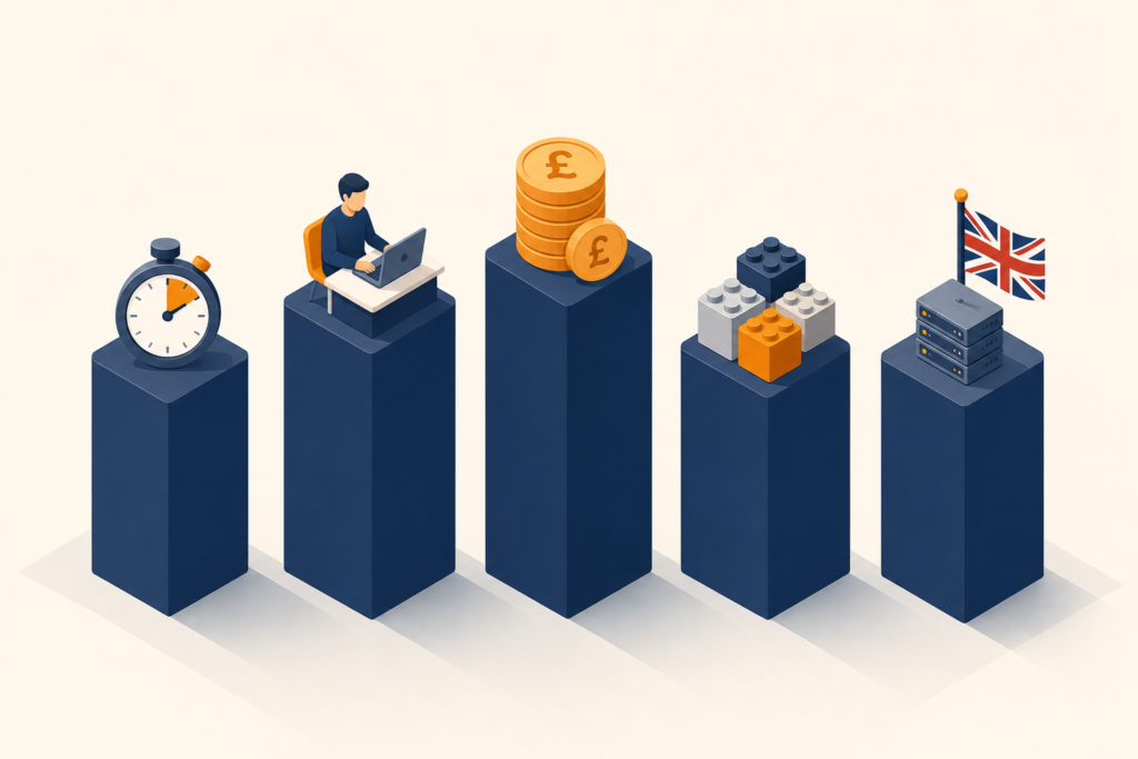 Five key criteria for choosing the best intranet software for a UK SME: fast time-to-live, non-technical admin, predictable cost, modular architecture, and UK data residency