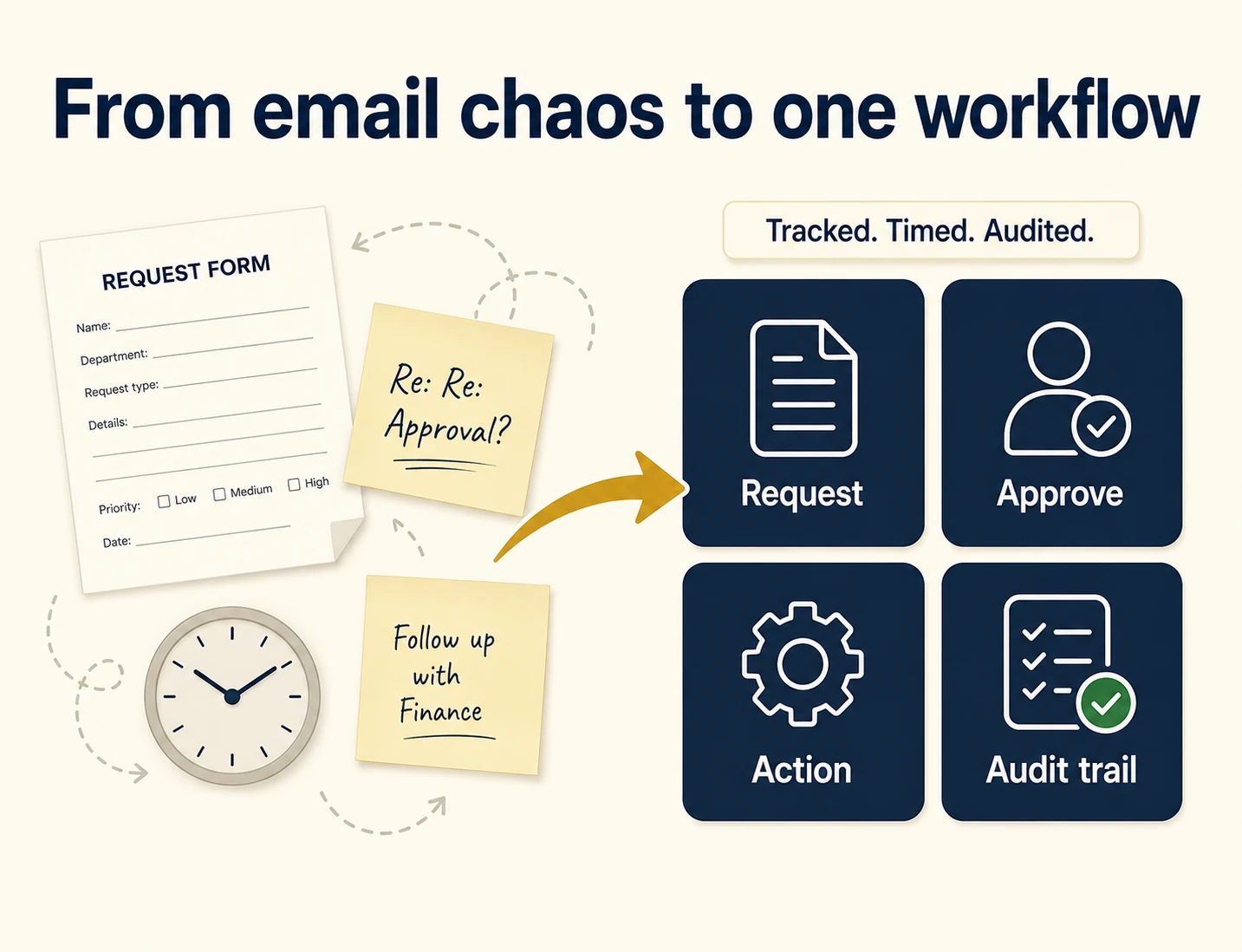 Business process automation software turning a manual approval chain into one tracked, audited workflow for a UK business